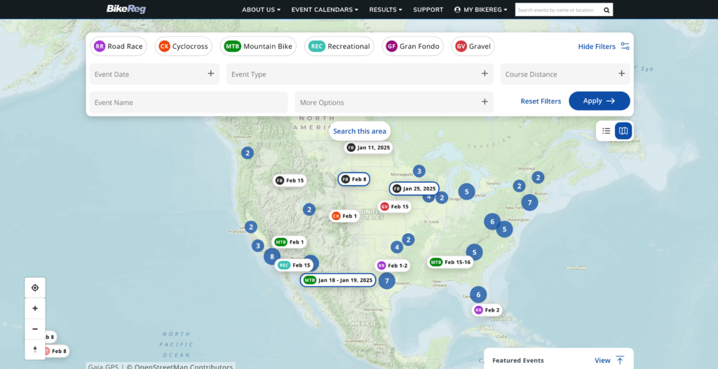 athleteReg Interactive Maps