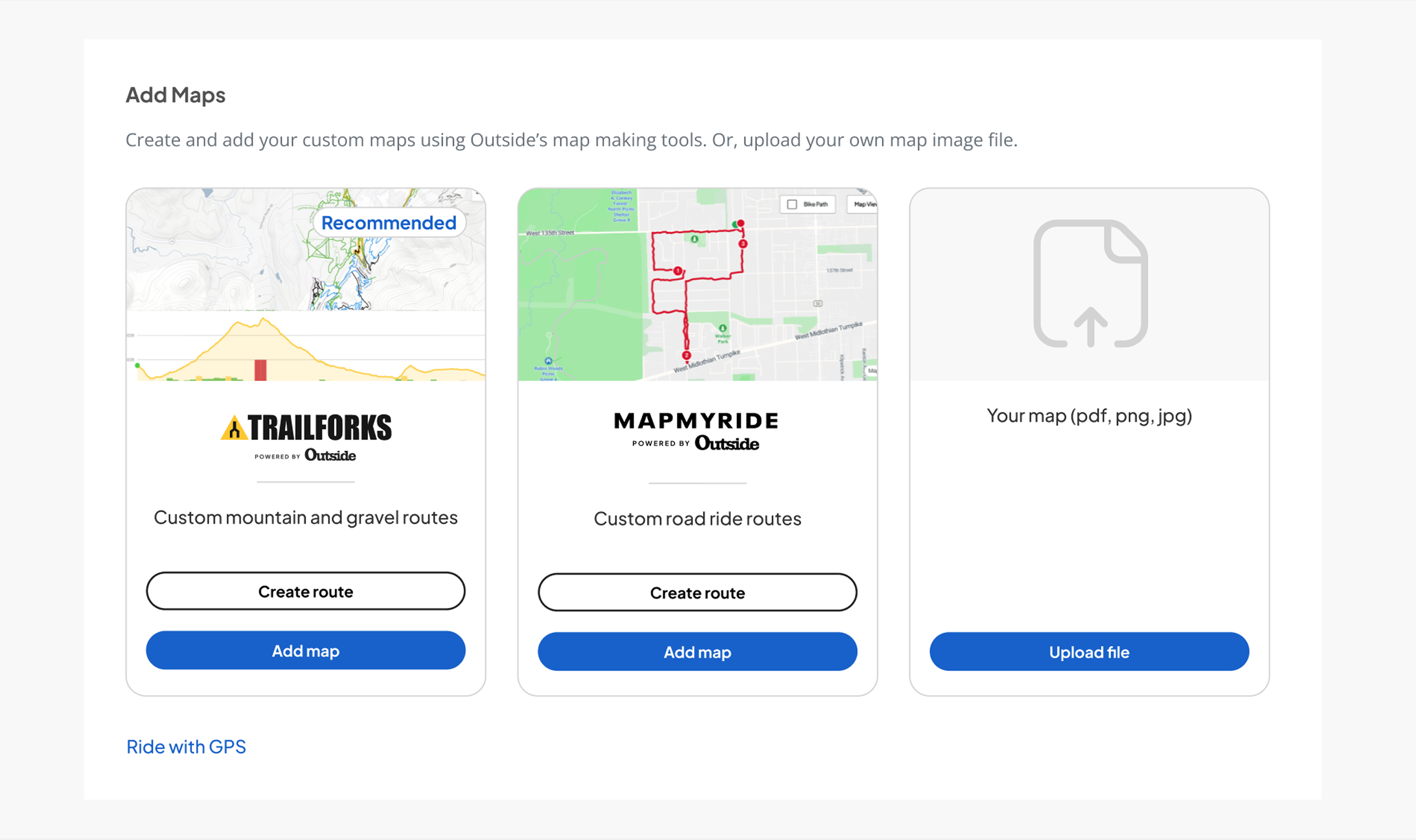 athleteReg event page Map cards