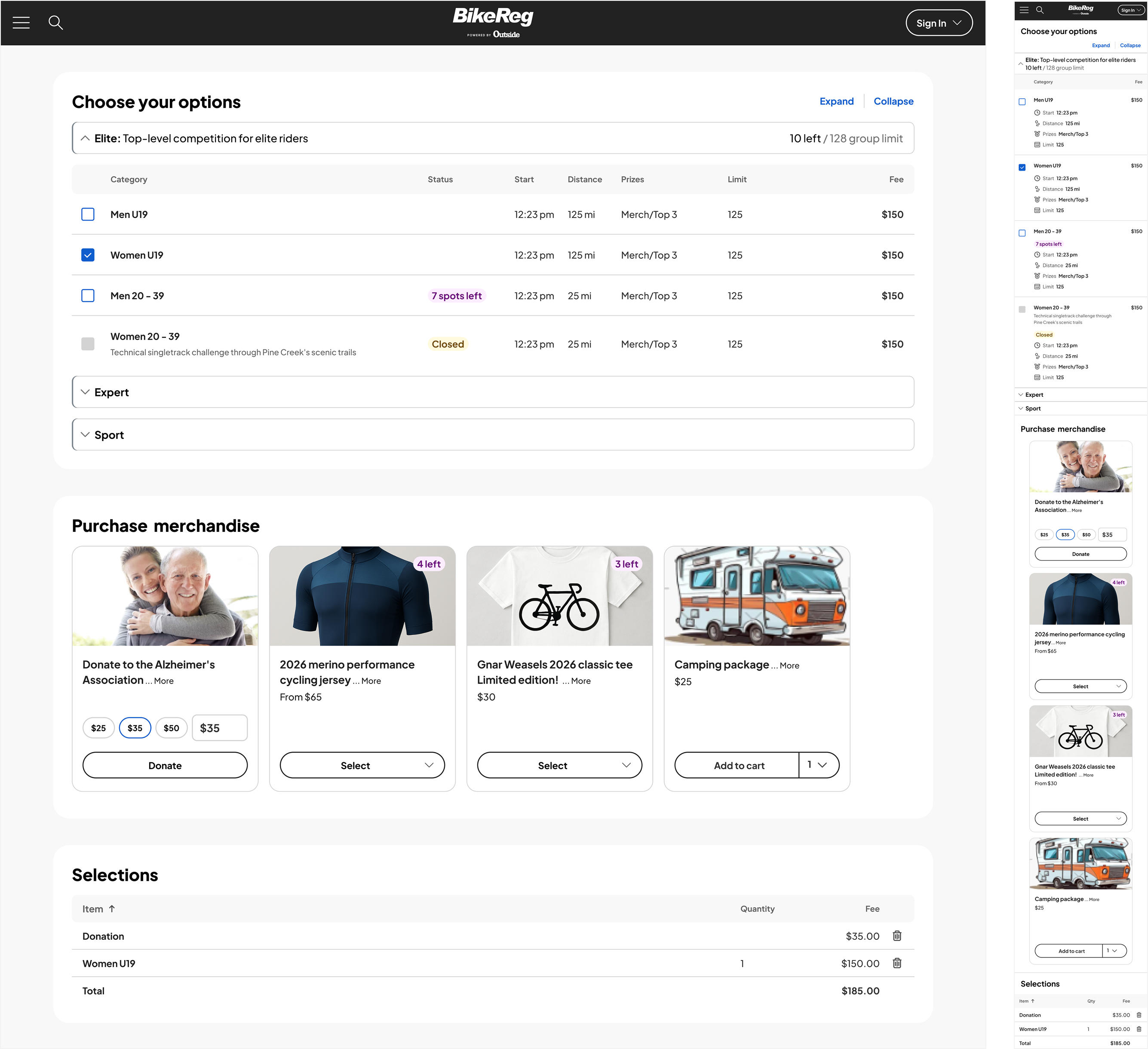 athleteReg Registration Page Redesign